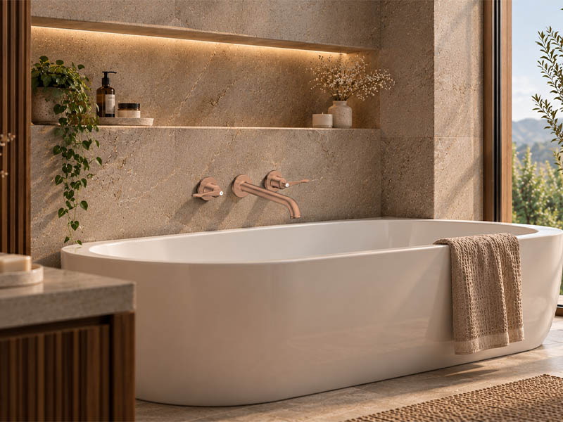 Тридупков стенен смесител за вана Archivio Brushed Red Gold - Axor 6