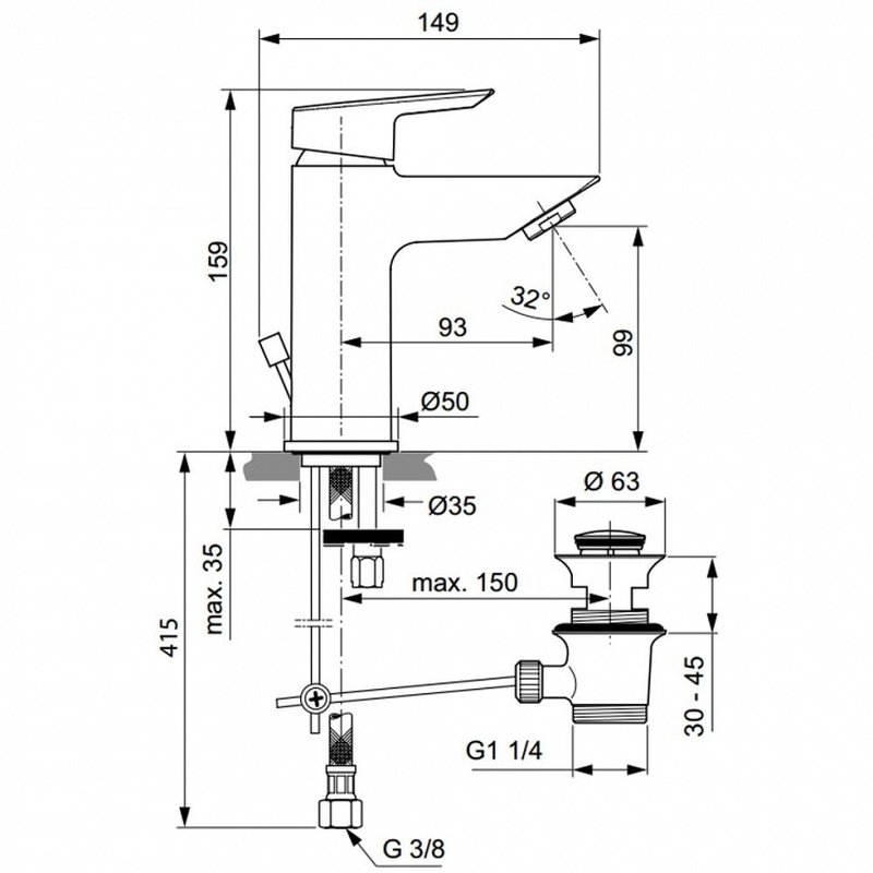 Смесител за мивка Tesi CoolStart IDEAL STANDARD 2