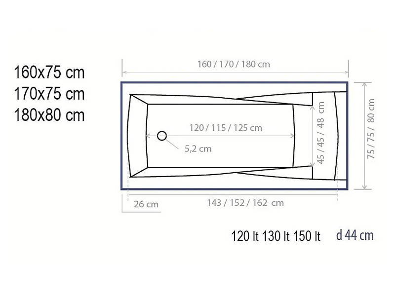 Вана Columbia 160x75см - OUTLET 2