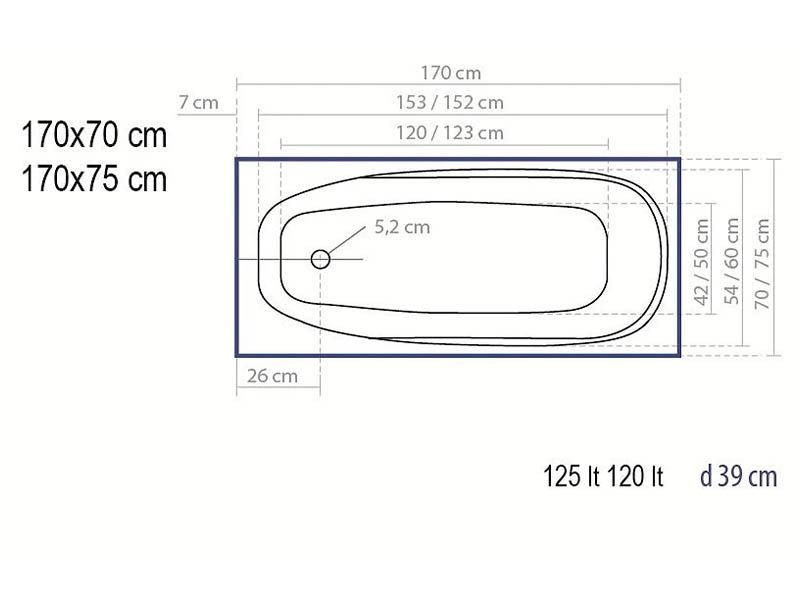 Вана Lyra 170x70см - OUTLET 2
